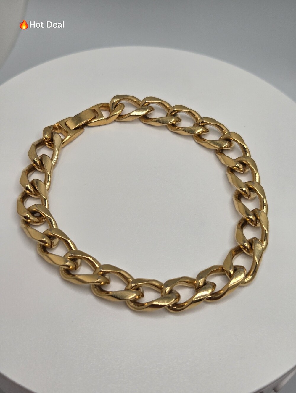 ✨2/$10✨ Chunky Gold Tone Curb Link Chain Bracelet 8.5" Not Real Gold